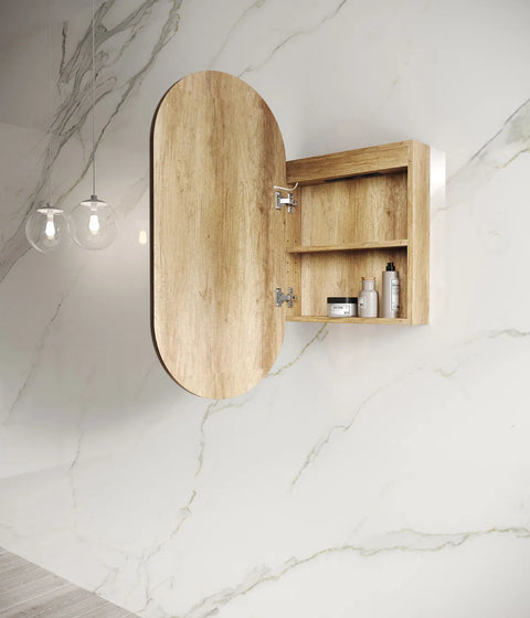 LED NOOSA Shaving Cabinet 900mm Natural Oak (3 Colour Function)