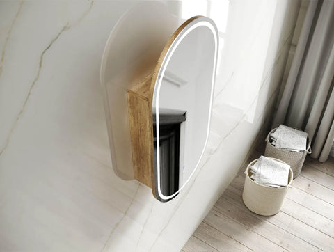 LED NOOSA Shaving Cabinet 900mm Natural Oak (3 Colour Function)