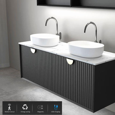 MARLO Mirror Shaving Cabinet 1200mm Matte Black