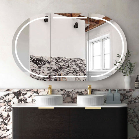 LED COOGEE Shaving Cabinet 1500mm Black Oak (3 Colour Function)