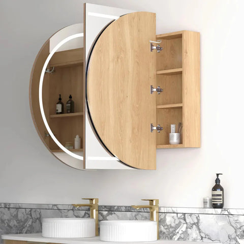 LED COOGEE Shaving Cabinet 1500x900mm Natural Oak (3 Colour Function)