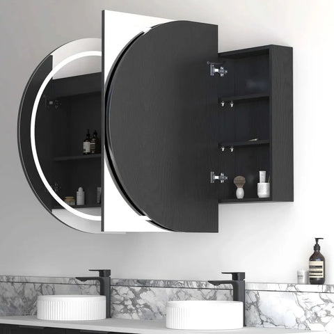 LED COOGEE Shaving Cabinet 1800x900mm Black Oak (3 Colour Function)