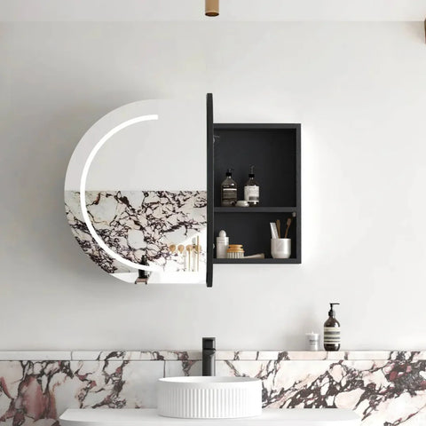 LED COOGEE Shaving Cabinet 900mm Natural Oak / Black Oak / Matte White (3 Colour Function)