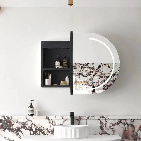 LED COOGEE Shaving Cabinet 900mm Natural Oak / Black Oak / Matte White (3 Colour Function)
