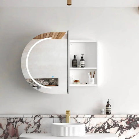LED COOGEE Shaving Cabinet 900mm Natural Oak / Black Oak / Matte White (3 Colour Function)