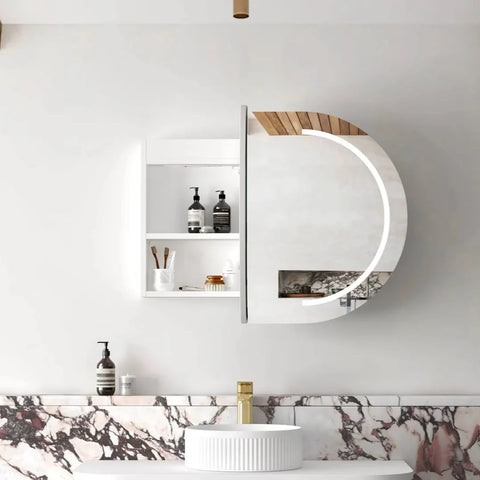 LED COOGEE Shaving Cabinet 900mm Natural Oak / Black Oak / Matte White (3 Colour Function)