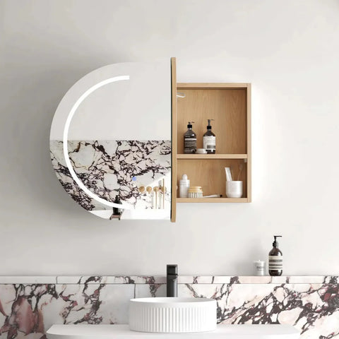LED COOGEE Shaving Cabinet 900mm Natural Oak / Black Oak / Matte White (3 Colour Function)