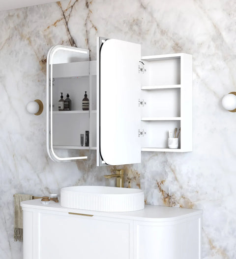 LED NEWPORT Shaving Cabinet 1200mm Matte White (3 Colour Function)