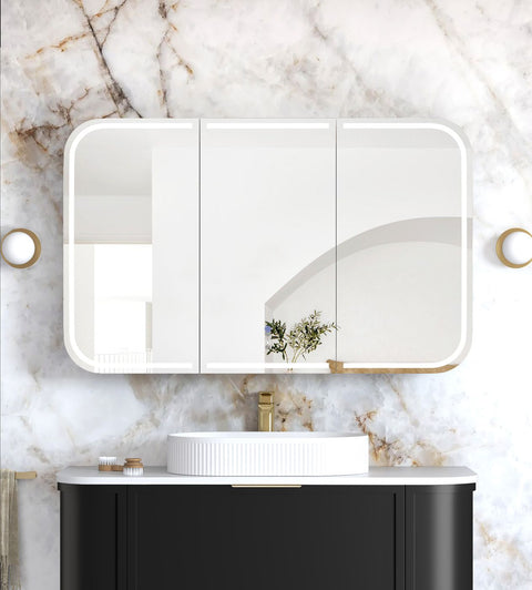 LED NEWPORT Shaving Cabinet 1200x750mm Black Oak-Premium Edition