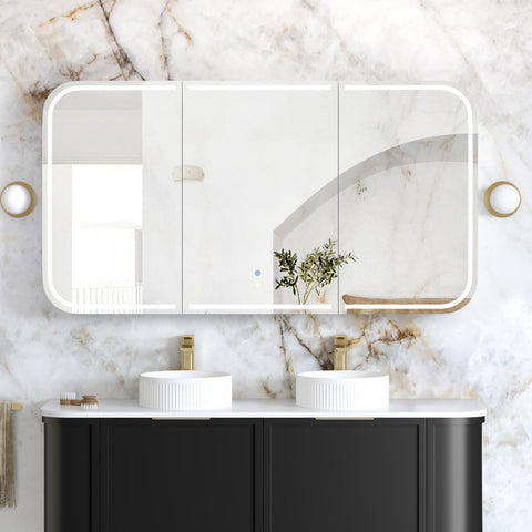 LED NEWPORT Shaving Cabinet 1500mm Black Oak - Premium Edition