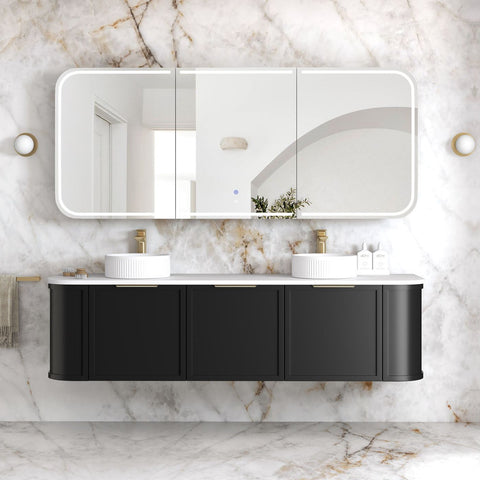 LED NEWPORT Shaving Cabinet 1800mm Black Oak