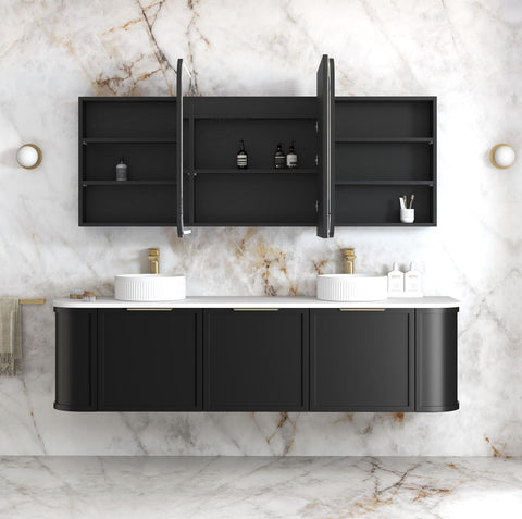 LED NEWPORT Shaving Cabinet 1800mm Black Oak