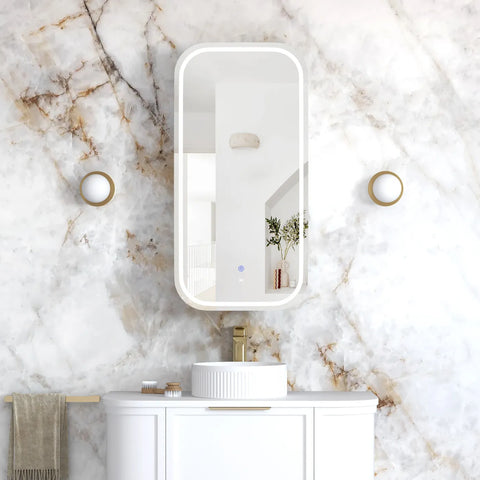 LED NEWPORT Shaving Cabinet 900mm Matte White (3 Colour Function)