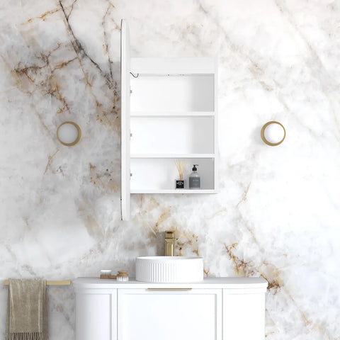 LED NEWPORT Shaving Cabinet 900mm Matte White (3 Colour Function)