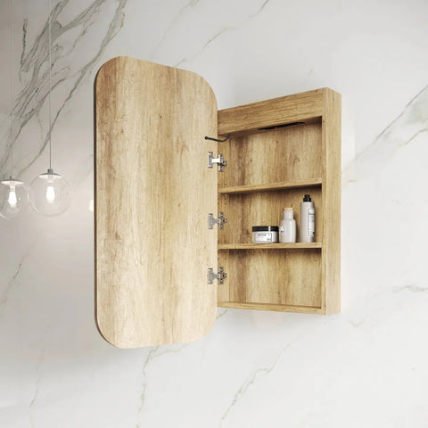 LED NEWPORT Shaving Cabinet 900mm Natural Oak (3 Colour Function)