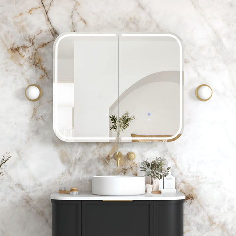 LED NEWPORT Shaving Cabinet 900x750mm Black Oak - Premium Edition