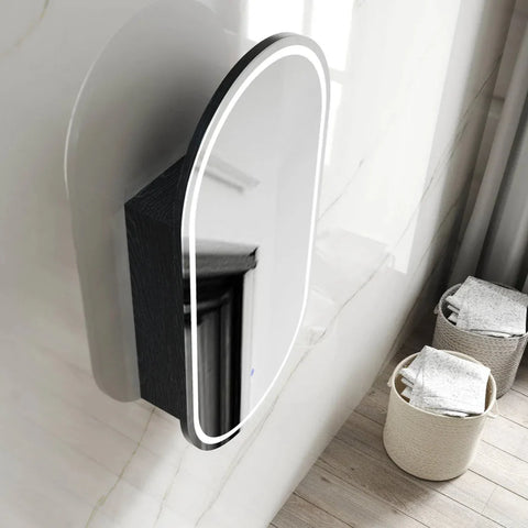 LED NOOSA Shaving Cabinet 900mm Black Oak (3 Colour Function)
