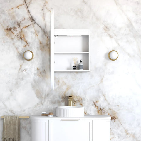 LED NOOSA Shaving Cabinet 900mm Matte White (3 Colour Function)