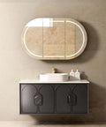 Laguna Black American Oak Single Basin Vanity Vanity Otti Australia 1200mm Quartz Stone Pure White-20mm Above Counter