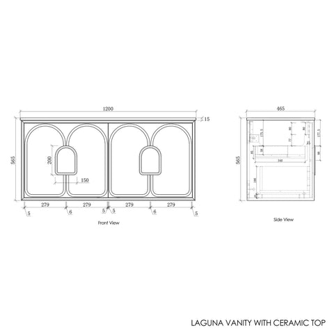 Laguna Black American Oak Ceramic Top Single Basin Vanity