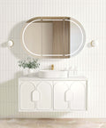 Laguna Satin White Single Basin Vanity Vanity Otti Australia 1200mm Quartz Stone Pure White-20mm Above Counter