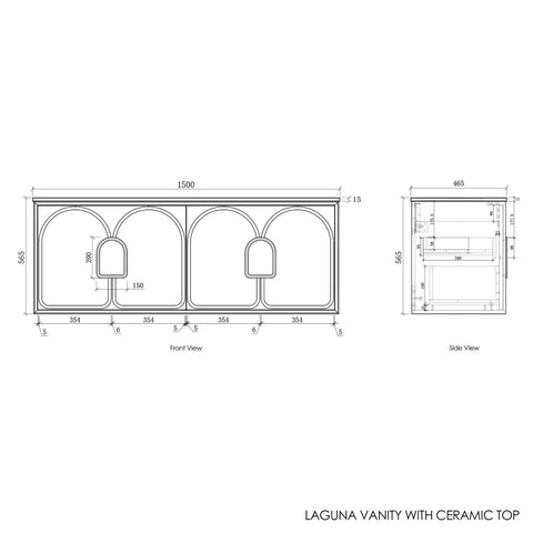 Laguna Black American Oak Ceramic Top Double Basin Vanity