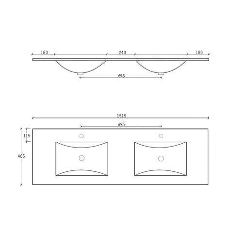 Laguna Black American Oak Ceramic Top Double Basin Vanity