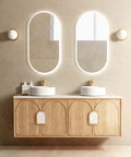 Laguna Natural American Oak Double Basin Vanity Vanity Otti Australia 1500mm Quartz Stone Pure White-20mm Above Counter