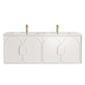 Laguna Satin White Ceramic Top Double Basin Vanity Vanity Otti Australia 1500mm  
