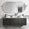 Laguna Black American Oak Double Basin Vanity Vanity Otti Australia 1800mm Quartz Stone Pure White-20mm Above Counter