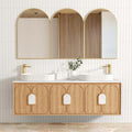 Laguna Natural American Oak Double Basin Vanity Vanity Otti Australia 1800mm Quartz Stone Pure White-20mm Above Counter