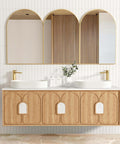 Laguna Natural American Oak Double Basin Vanity Vanity Otti Australia 1800mm Quartz Stone Pure White-20mm Above Counter