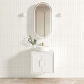 Laguna Satin White Single Basin Vanity Vanity Otti Australia 600mm Quartz Stone Pure White-20mm Above Counter
