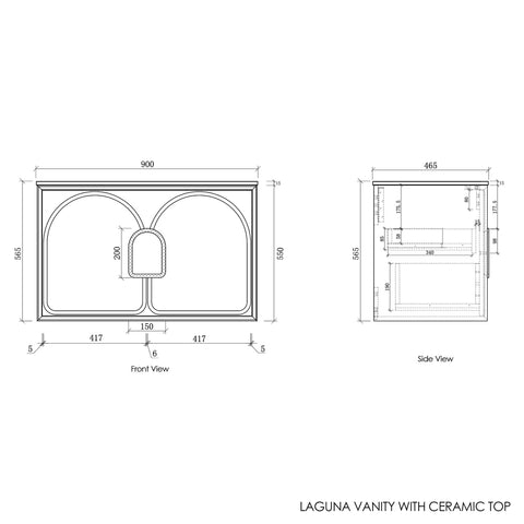 Laguna Black American Oak Ceramic Top Single Basin Vanity