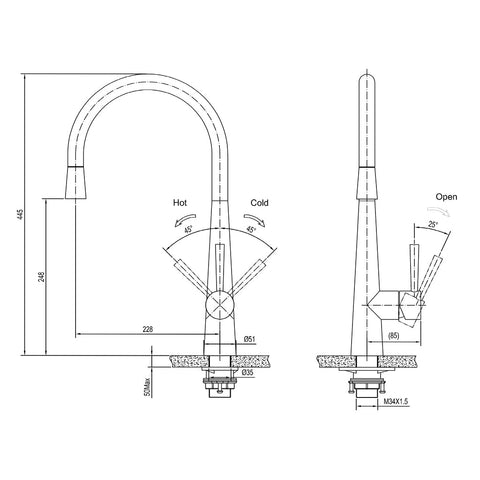 Hafele Mixer Tap Brushed Stainless Steel Pullout Sprayer