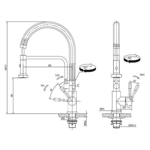 Hafele Mixer SS Flexible GN Pullout Sprayer