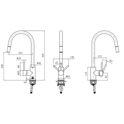 Hafele Mixer Tap Gold Brushed SS Pull Out Sprayer