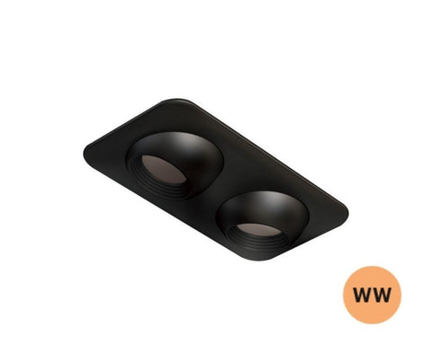 L&S LED 24V Focus Black Square Downlight. Double. Size: 25mm. Colour: Warm White 3000K