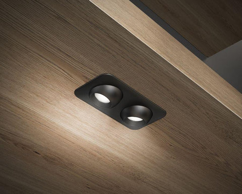 L&S LED 24V Focus Black Square Downlight. Double. Size: 25mm. Colour: Warm White 3000K