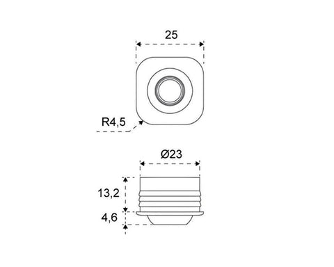 L&S LED 24V Focus Black Square Downlight. Single. Size: 25mm. Colour: Warm White 3000K