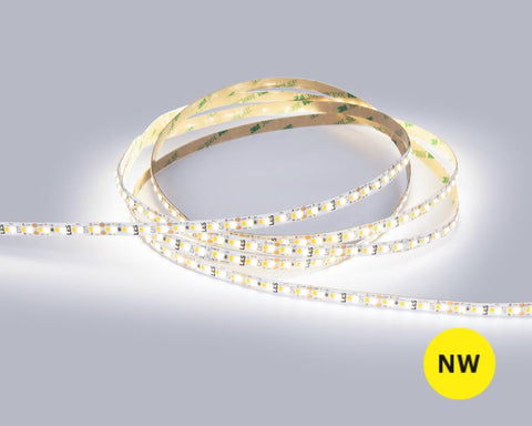 L&S LED 24V HE Flexible Strip Reel. Length: 5 metres. Colour: Warm White to Natural White (3000K - 4000K). 112+112 LED's per metre.