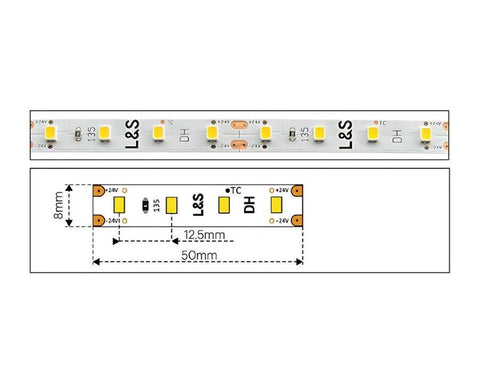 L&S LED 24V HE Flexible Strip Reel. Length: 5 metres. Colour: Natural White (4000K). 80 LED's per metre.