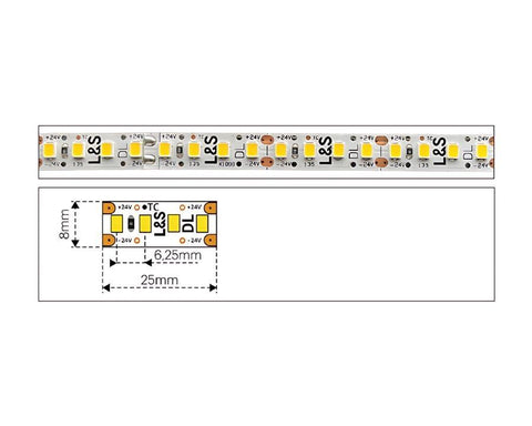 L&S LED 24V HE Flexible Strip Reel. Length: 5 metres. Colour: Natural White (4000K). 160 LED's per metre.