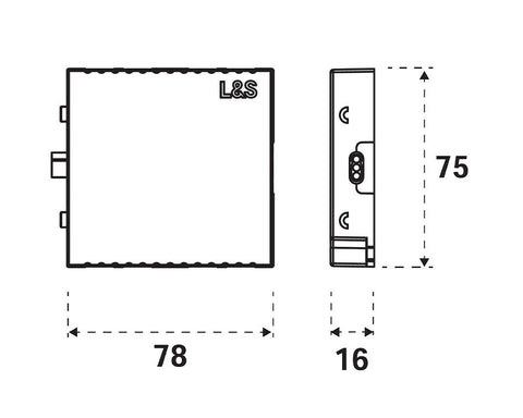 L&S MEC System Bluesmart Distribution Module. For Monochrome Lighting. 4 ways. 24 Volt