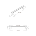 Dimensioned drawing — Luv D Handle Brushed Gold