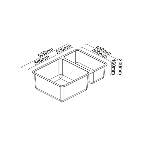 Lago 1 & 1/3 Bowl Kitchen Sink | 650 × 440mm