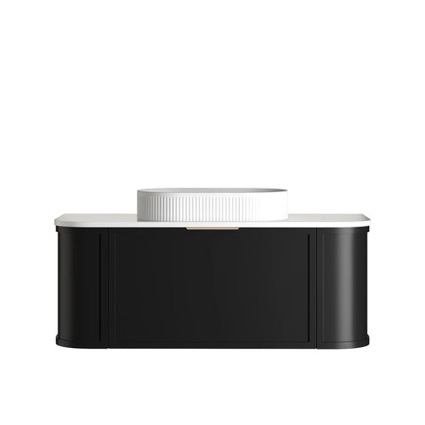 Lancaster Wall Hung Curve Vanity Satin Black (All Size)