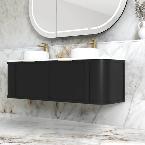 Lancaster Wall Hung Curve Vanity Satin Black (All Size)
