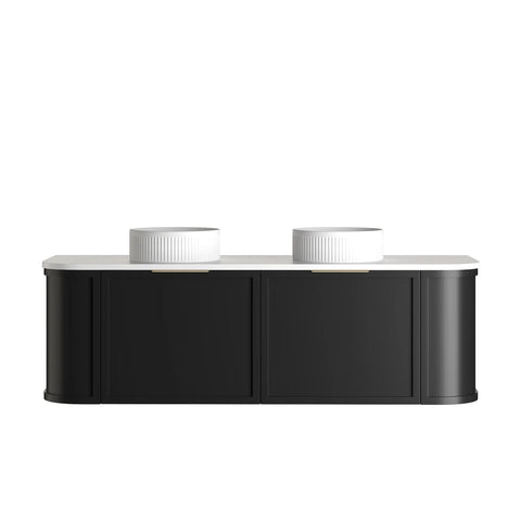 Lancaster Wall Hung Curve Vanity Satin Black (All Size)