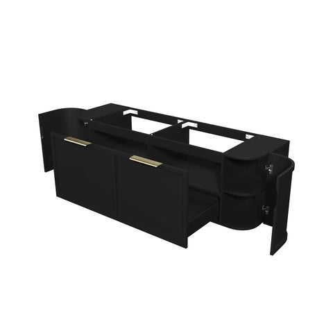Lancaster Wall Hung Curve Vanity Satin Black (All Size)